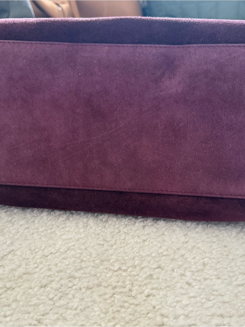 NWT CLAUDIA FIRENZE Suede Handbag East/West Style Burgundy/ Deep Wine - Picture 9 of 13